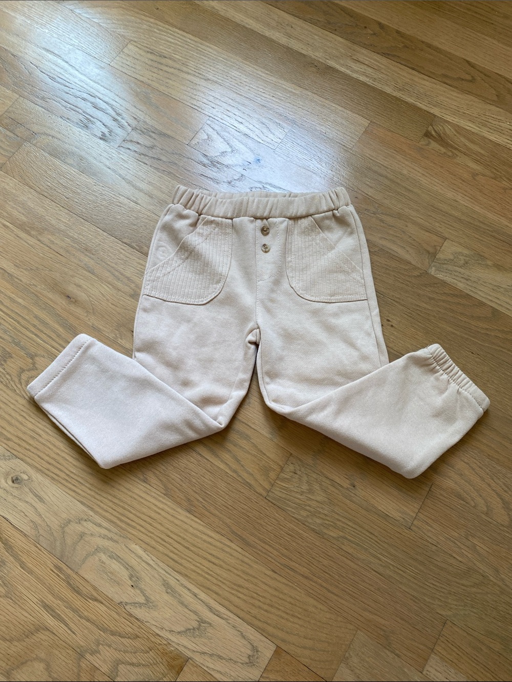 MiniBean 2T Kids Elastic Waist Joggers in Soft Cream